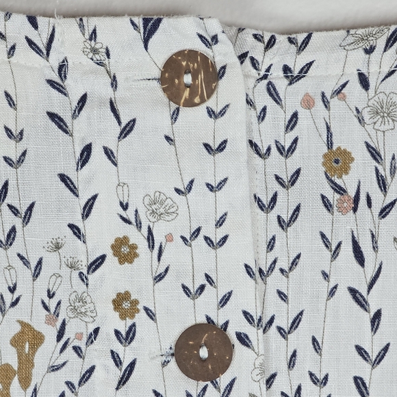 Cynthia Rowley Women's Linen Floral Top Short Sleeve Button Back Cottagecore Sm - Picture 11 of 15
